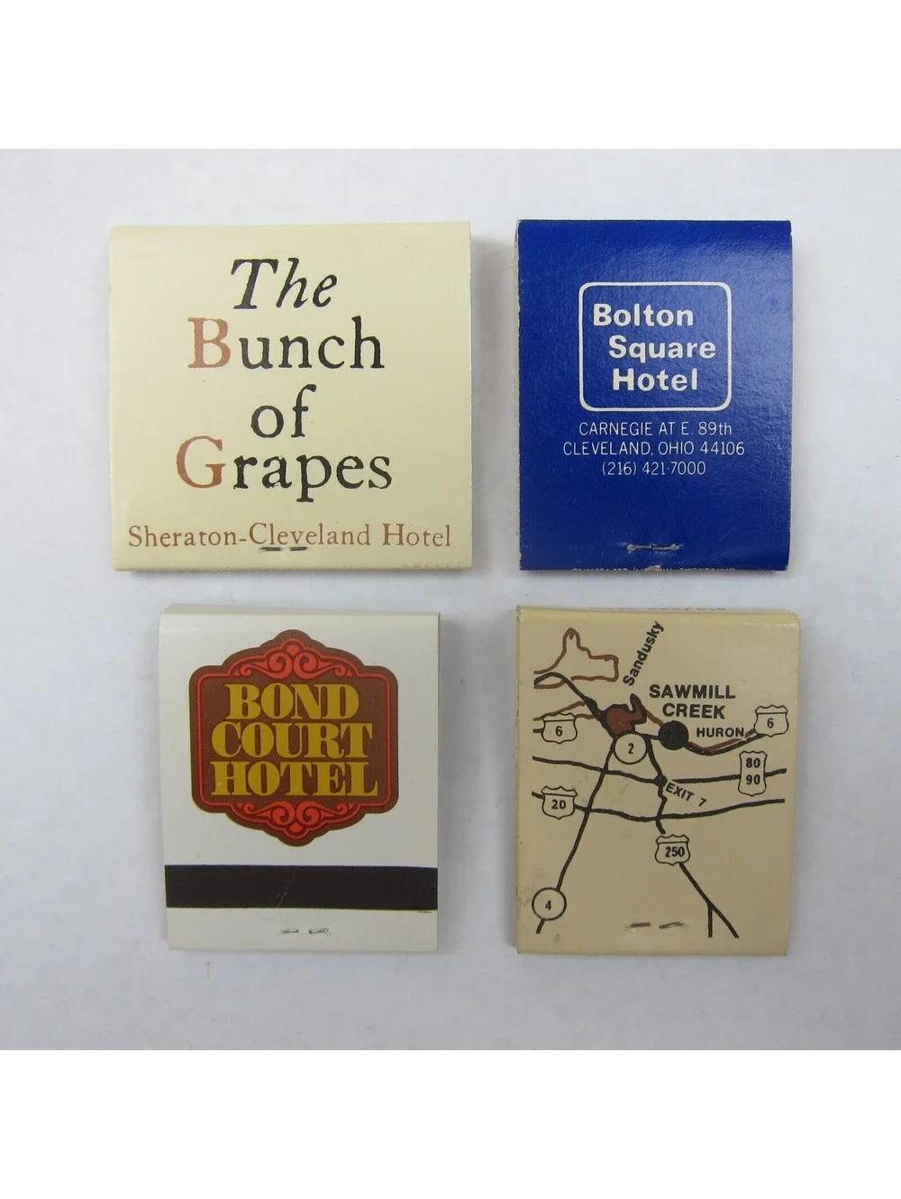 4 Matchbook Covers Cleveland Ohio Hotels Bolton Square Bond Court Sawmill Creek